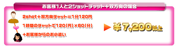 お客様1人と2ショットチャット＋双方向した場合の料金例